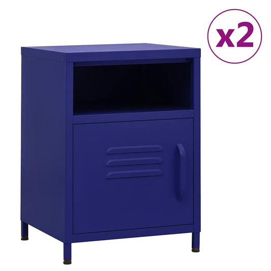 vidaXL Nightstands 2 pcs Navy Blue 35x35x51 cm Steel