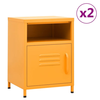 vidaXL Nightstand | Set of 2 | Mustard Yellow | Steel | 35x35x51 cm | Levelers