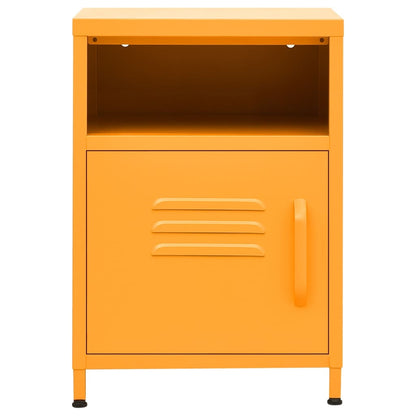 vidaXL Nightstand | Set of 2 | Mustard Yellow | Steel | 35x35x51 cm | Levelers