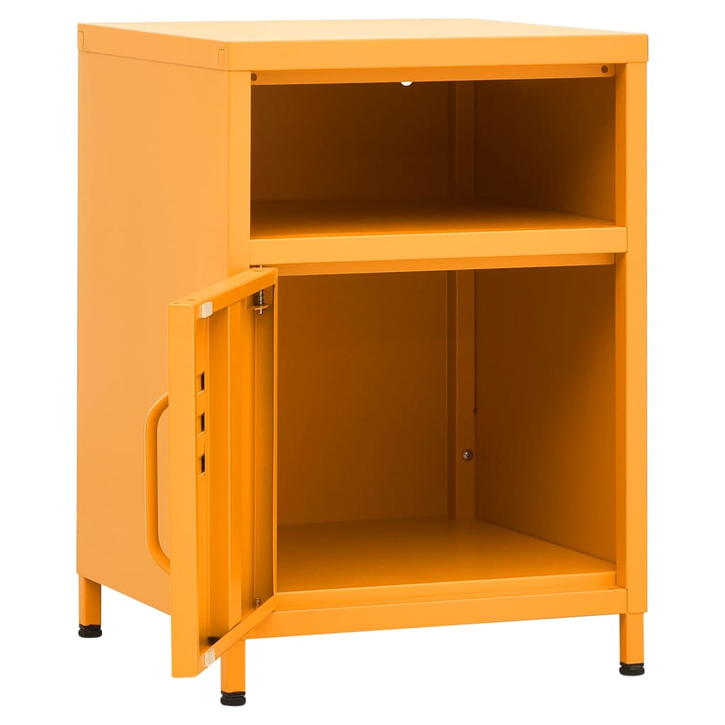 vidaXL Nightstand | Set of 2 | Mustard Yellow | Steel | 35x35x51 cm | Levelers