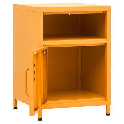 vidaXL Nightstand | Set of 2 | Mustard Yellow | Steel | 35x35x51 cm | Levelers