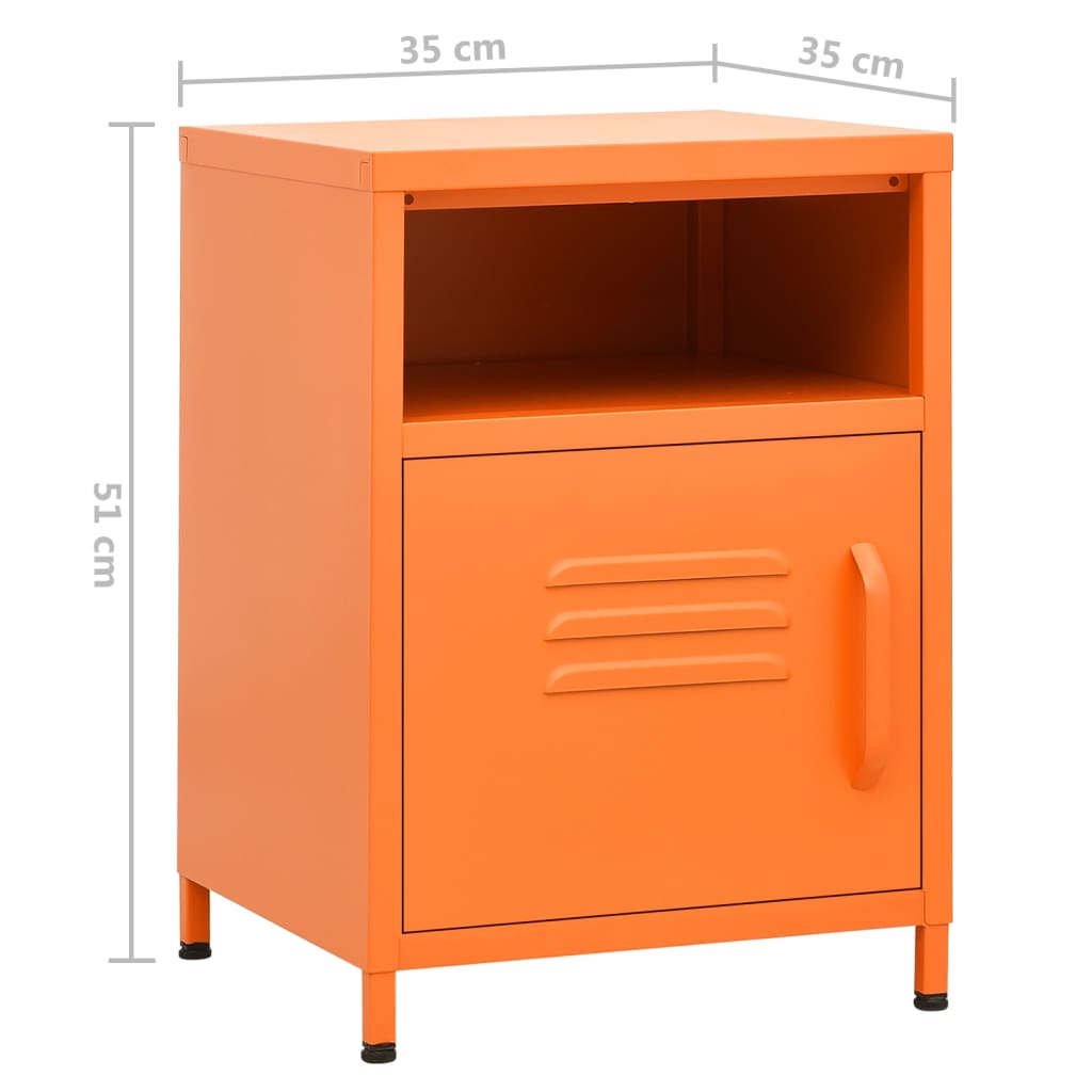 vidaXL Nightstands 2 pcs Orange 35x35x51 cm Steel