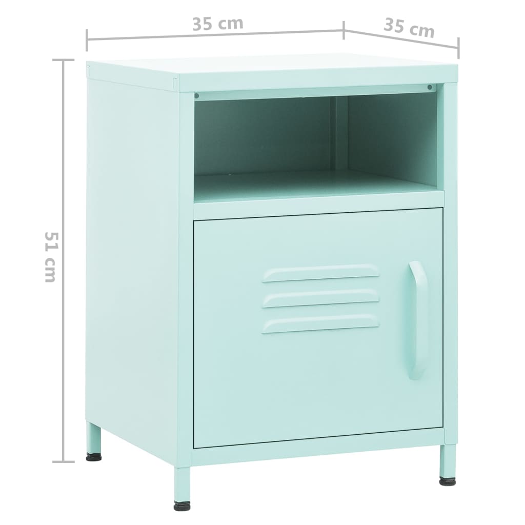 vidaXL Nightstands 2 pcs Mint 35x35x51 cm Steel