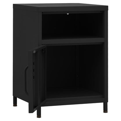 vidaXL Nightstand | Set of 2 | Black | Steel | Nightstand | Square | Modern