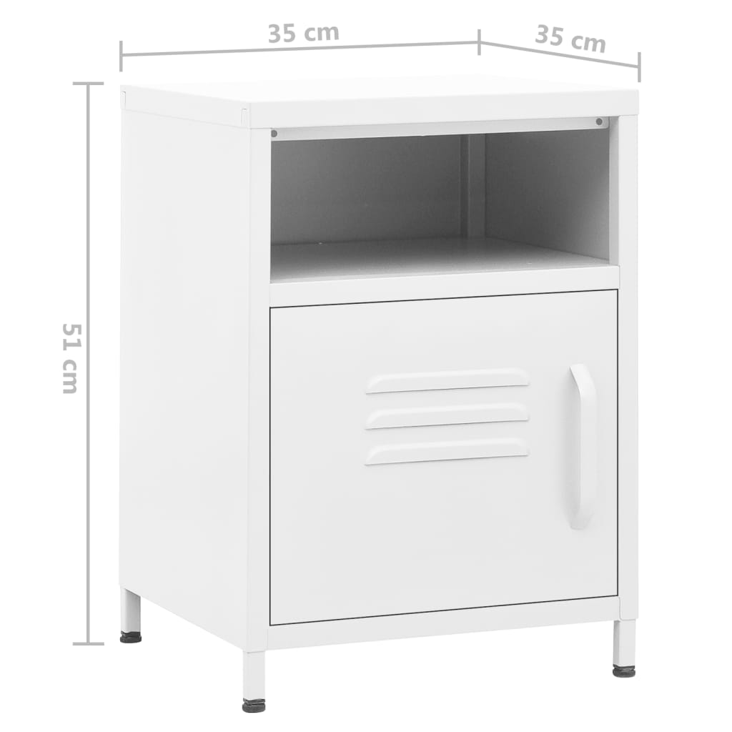 vidaXL Nightstands 2 pcs White 35x35x51 cm Steel