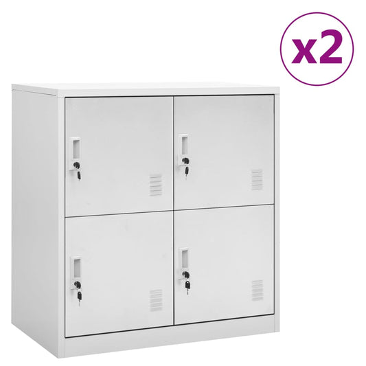 vidaXL Locker Cabinet | Set of 2 | Light grey | Steel | 92.5 cm tall, compact