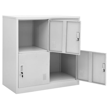 vidaXL Locker Cabinet | Set of 2 | Light grey | Steel | 92.5 cm tall, compact