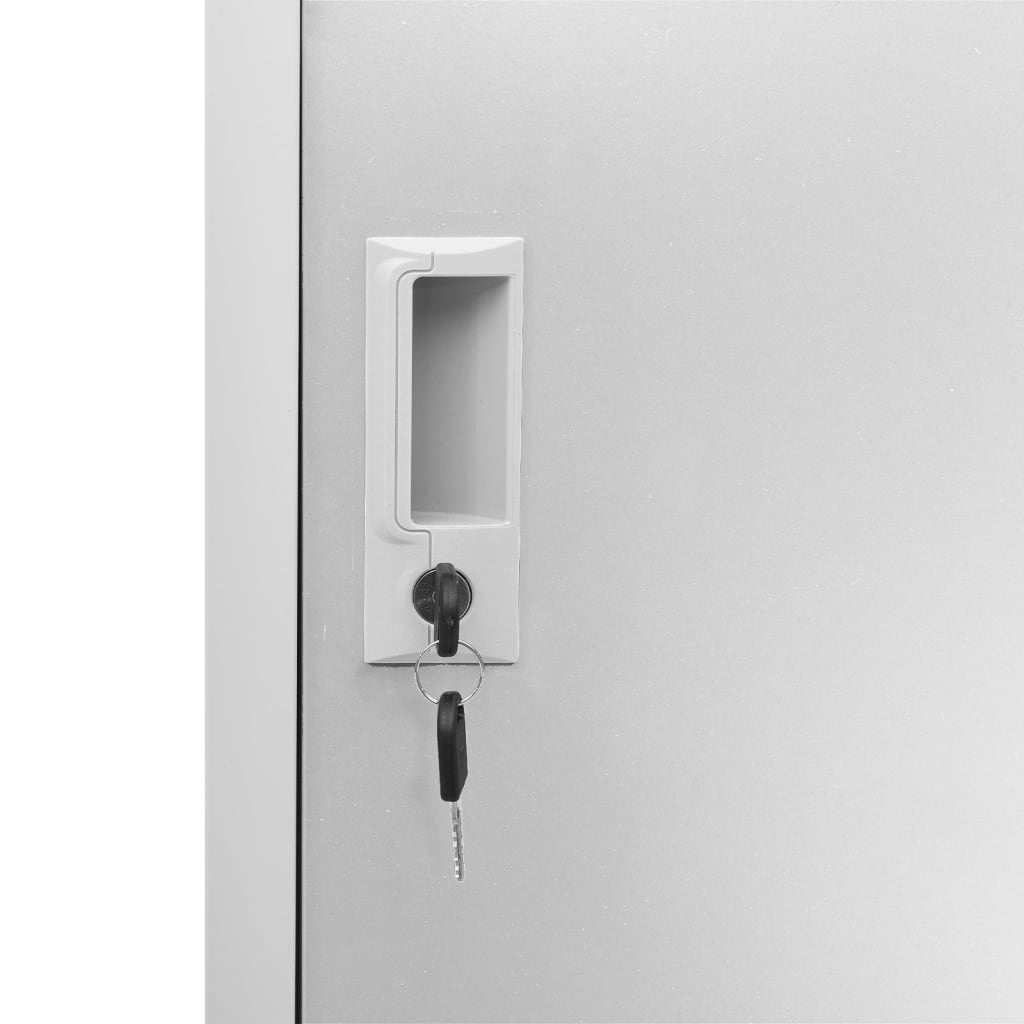 vidaXL Locker Cabinet | Set of 2 | Light grey | Steel | 92.5 cm tall, compact