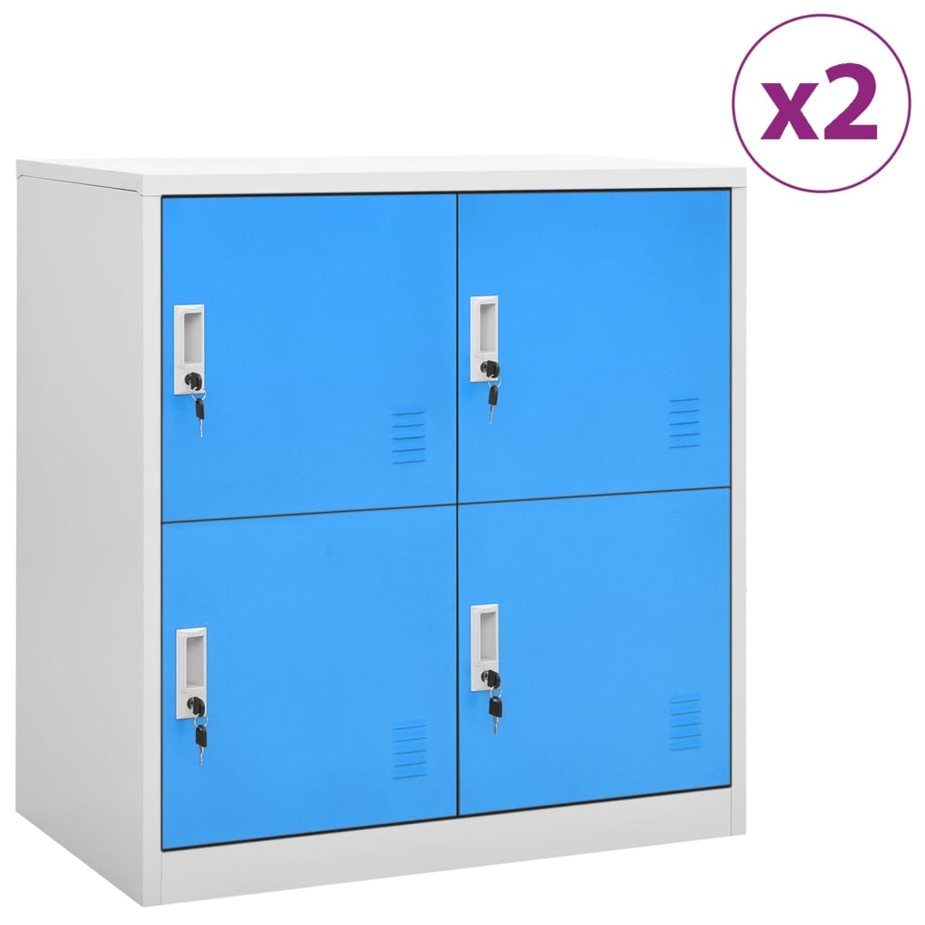 vidaXL Locker Cabinets 2 pcs Light Grey and Blue 90x45x92.5 cm Steel