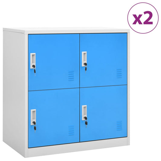 vidaXL Locker Cabinet |  Set of 2 | Light grey and blue | Steel | 90x45x92.5 cm