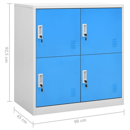 vidaXL Locker Cabinets 2 pcs Light Grey and Blue 90x45x92.5 cm Steel