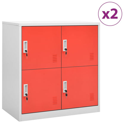 vidaXL Locker Cabinet | Set of 2 | Light grey and red | Steel | Medium