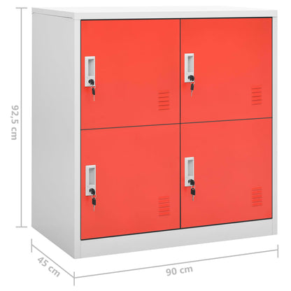 vidaXL Locker Cabinet | Set of 2 | Light grey and red | Steel | Medium