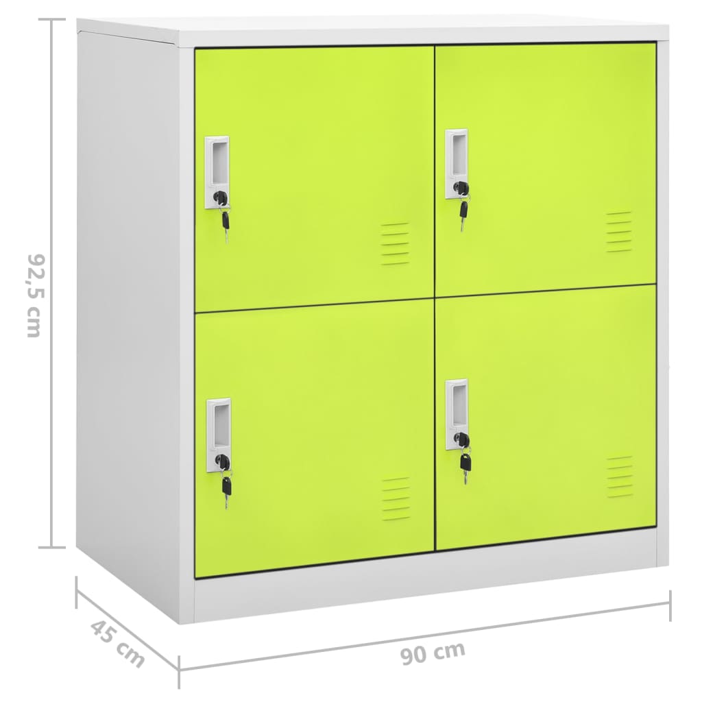 vidaXL Locker Cabinets 2 pcs Light Grey and Green 90x45x92.5 cm Steel