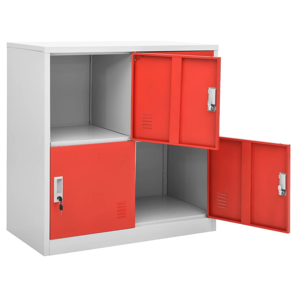 vidaXL Locker Cabinet | Set of 5 | Light grey and red | Steel | Medium