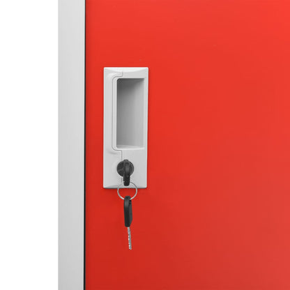 vidaXL Locker Cabinet | Set of 5 | Light grey and red | Steel | Medium