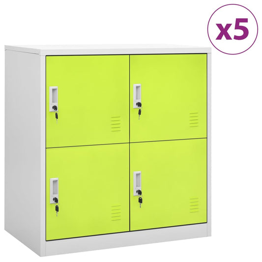 vidaXL Locker Cabinet | Set of 5 | Light Grey and Green | Steel | Medium