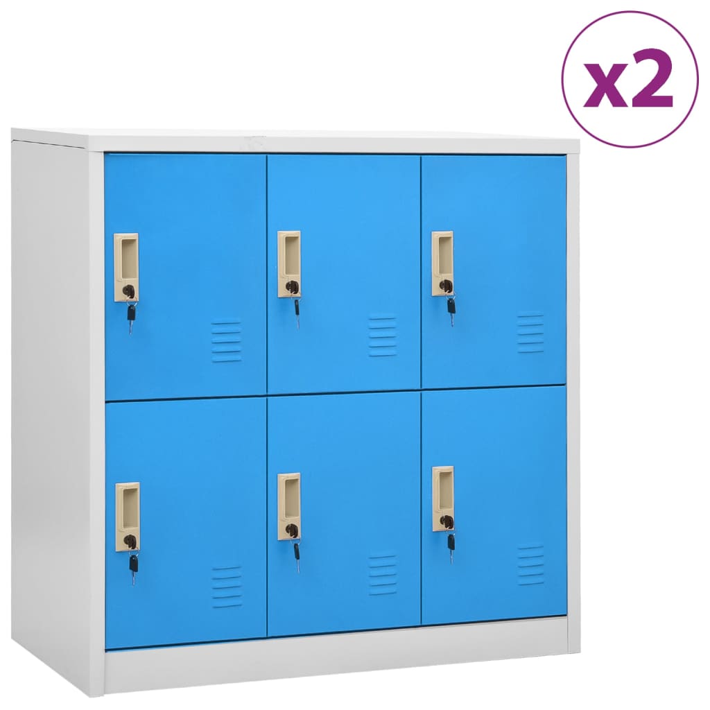 vidaXL Locker Cabinet | Set of 2 | Light grey and blue | Steel
