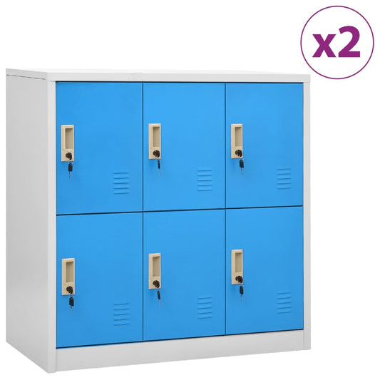 vidaXL Locker Cabinet | Set of 2 | Light grey and blue | Steel