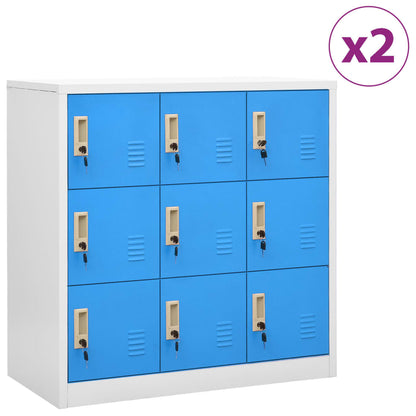 vidaXL Locker Cabinet | Set of 2 | Light grey and blue | Steel | Medium