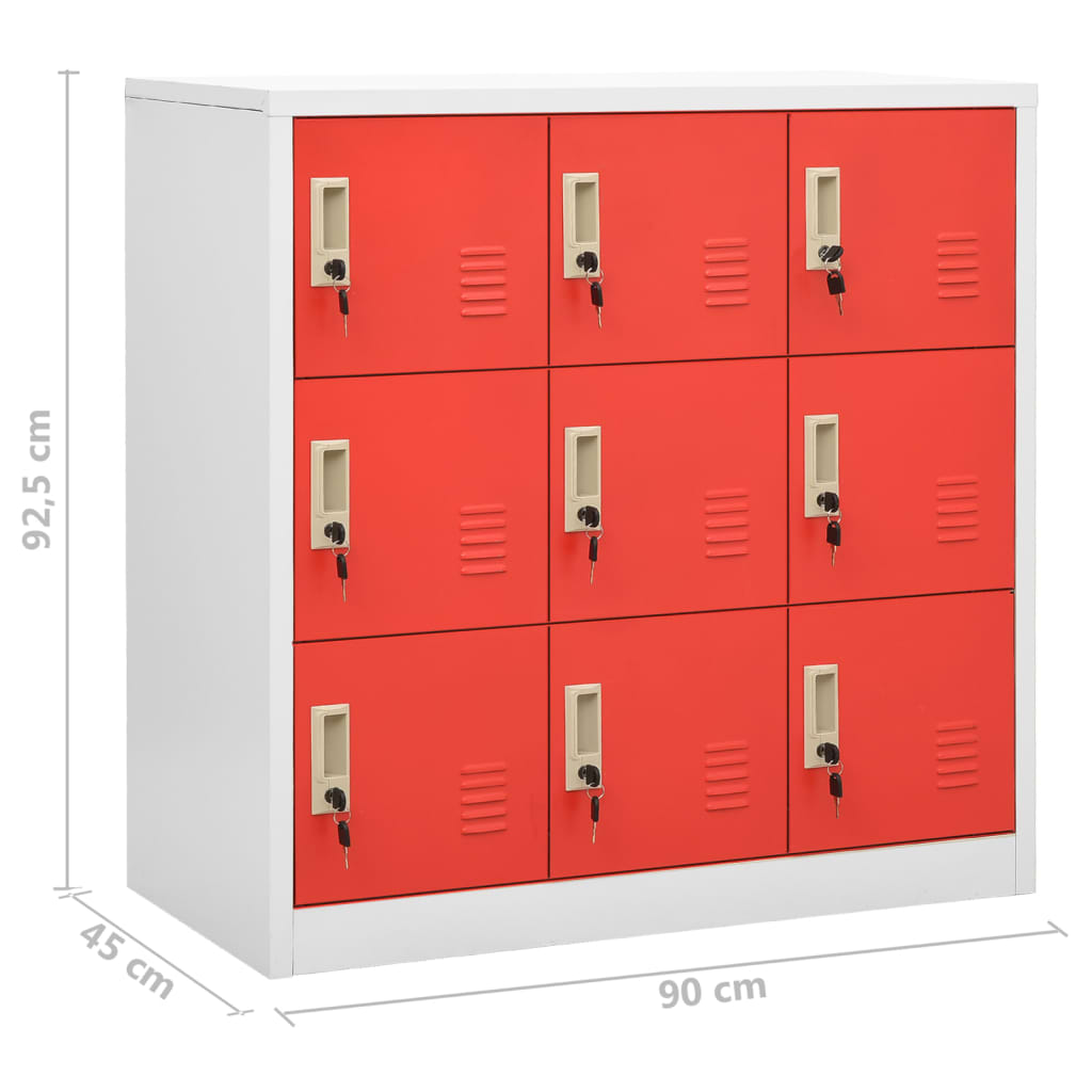 vidaXL Locker Cabinets 5 pcs Light Grey and Red 90x45x92.5 cm Steel