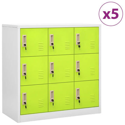 vidaXL Locker Cabinets 5 pcs Light Grey and Green 90x45x92.5 cm Steel