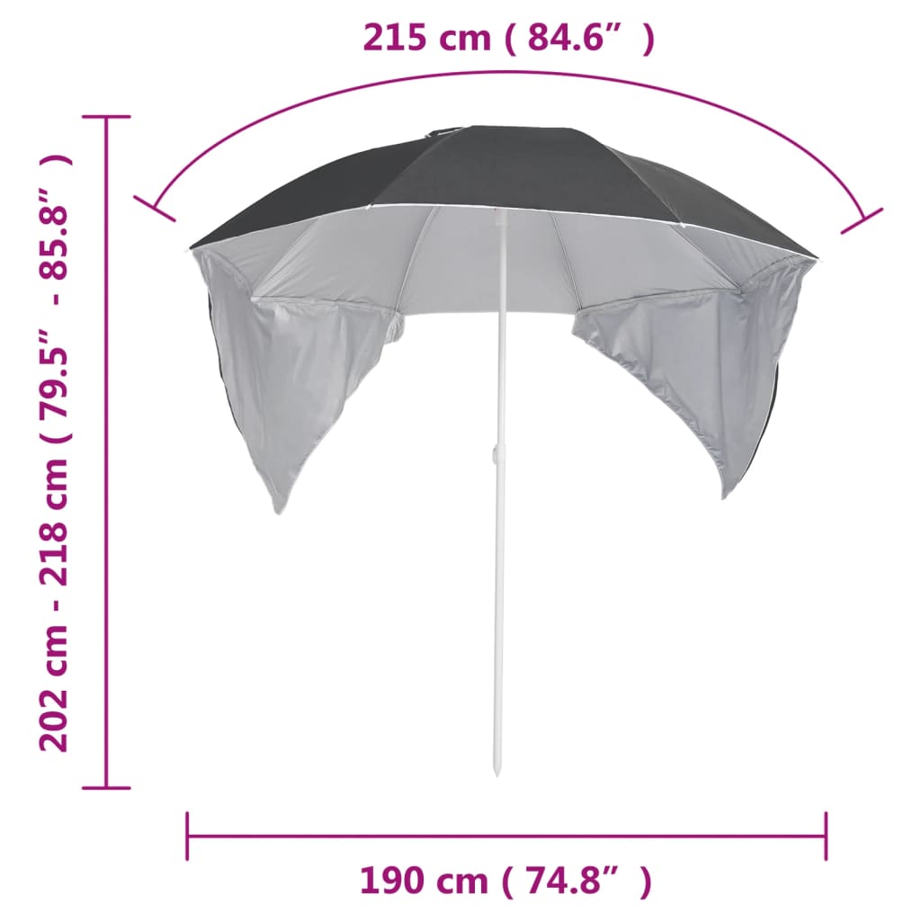 vidaXL Beach Parasol with Side Walls Anthracite 215 cm – Luxury Garden Party