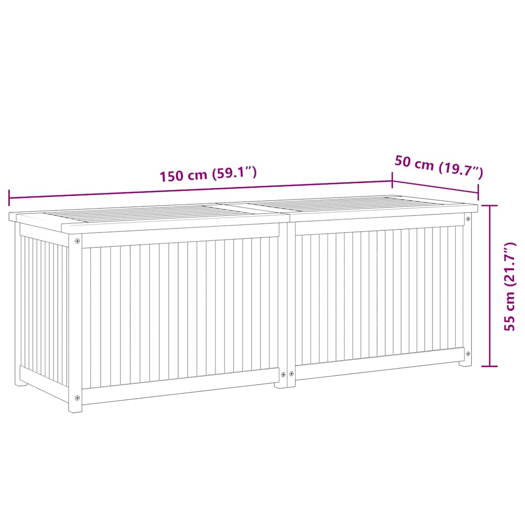 vidaXL Garden Box 150x50x55 cm Solid Wood Teak