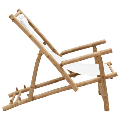 vidaXL Deck Chair | Cream White | Bamboo, Canvas (100% Polyester) | Standard
