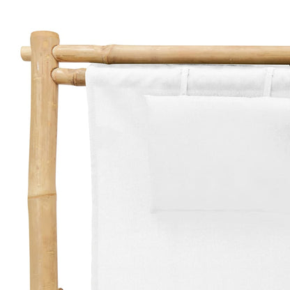 vidaXL Deck Chair | Cream White | Bamboo, Canvas (100% Polyester) | Standard