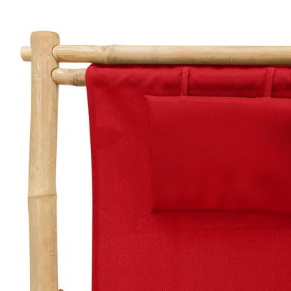 vidaXL Deck Chair | Red | Bamboo, Canvas (100% polyester) | Standard | Foldable