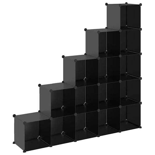 vidaXL Storage Cube Organiser | Black | PP Plastic | 155 x 32 x 153.5 cm
