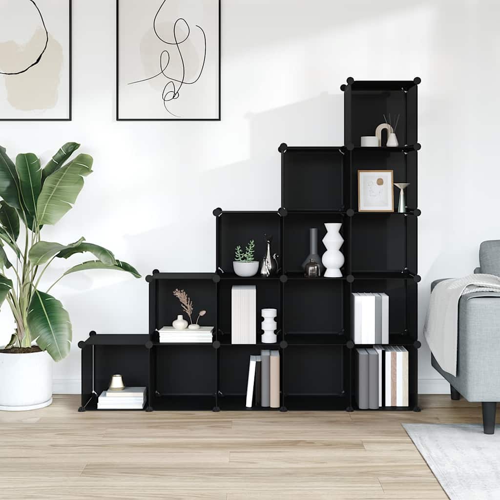 vidaXL Storage Cube Organiser | Black | PP Plastic | 155 x 32 x 153.5 cm