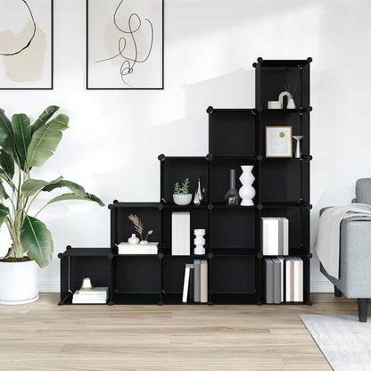 vidaXL Storage Cube Organiser | Black | PP Plastic | 155 x 32 x 153.5 cm
