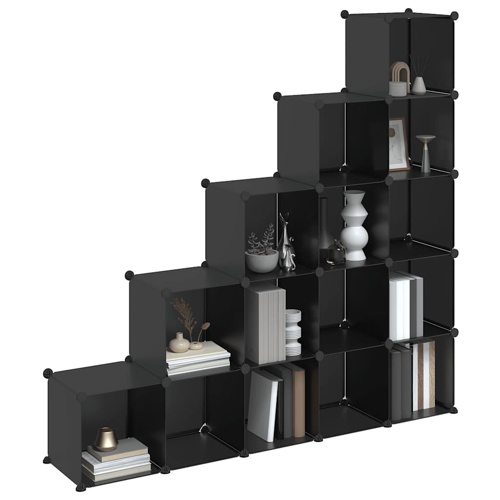 vidaXL Storage Cube Organiser | Black | PP Plastic | 155 x 32 x 153.5 cm