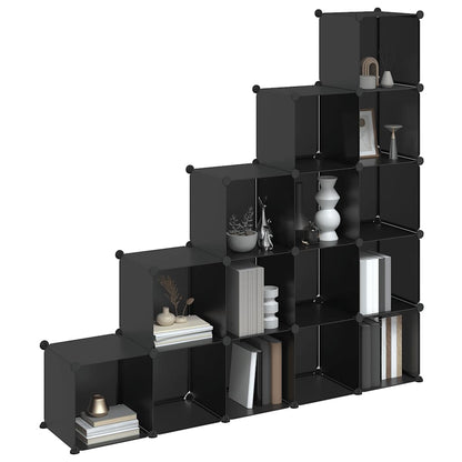 vidaXL Storage Cube Organiser | Black | PP Plastic | 155 x 32 x 153.5 cm