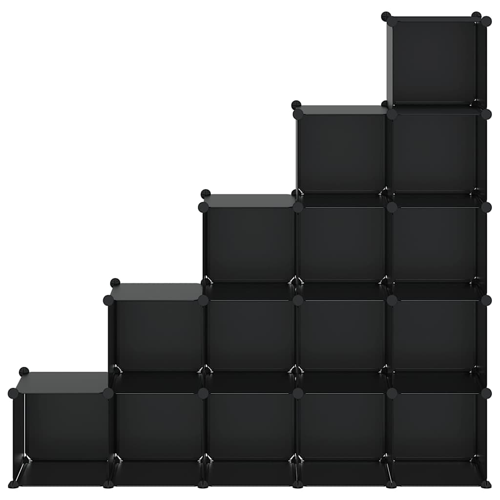 vidaXL Storage Cube Organiser | Black | PP Plastic | 155 x 32 x 153.5 cm