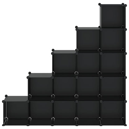 vidaXL Storage Cube Organiser | Black | PP Plastic | 155 x 32 x 153.5 cm