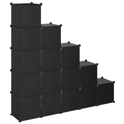 vidaXL Storage Cube Organiser with 15 Cubes Black PP