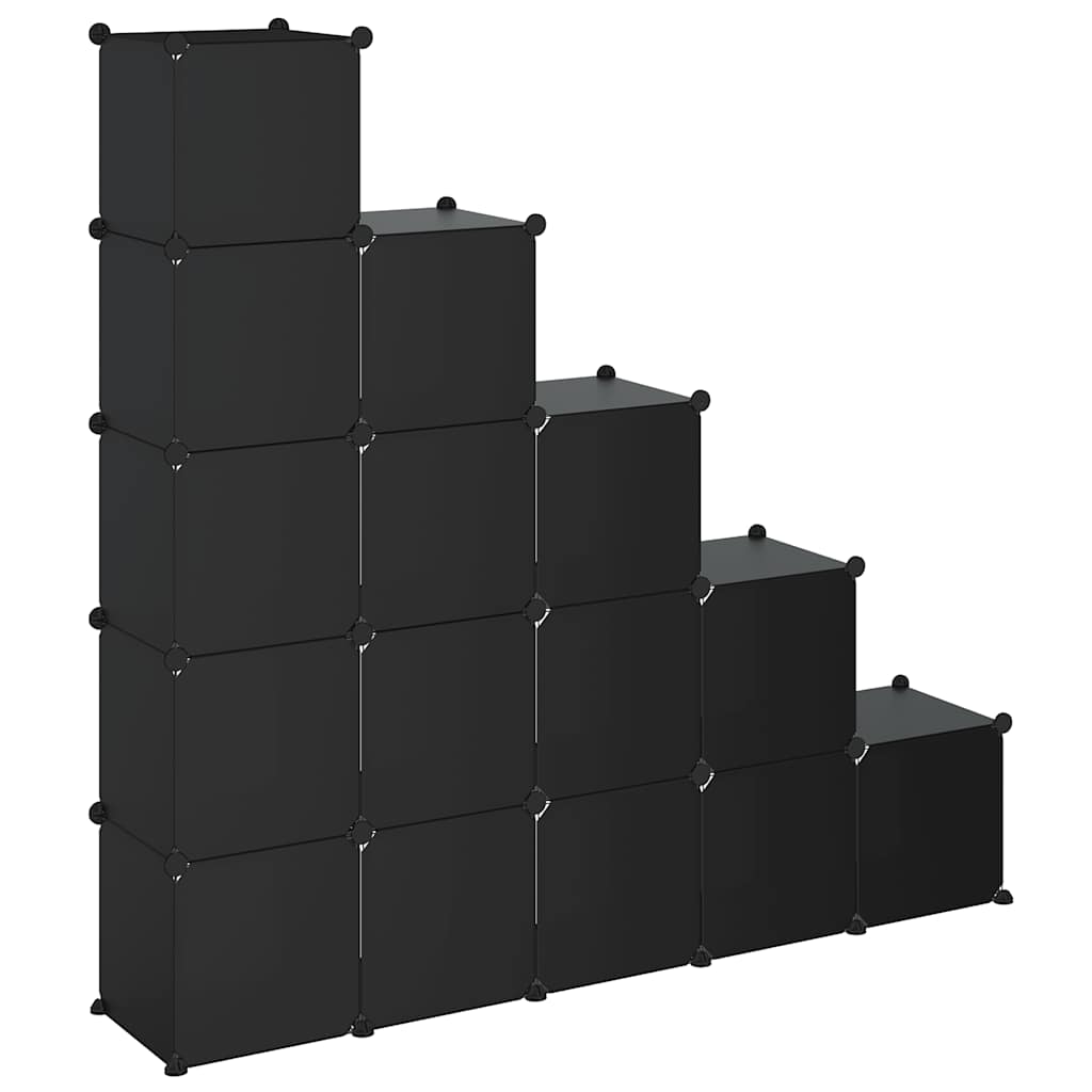 vidaXL Storage Cube Organiser with 15 Cubes Black PP