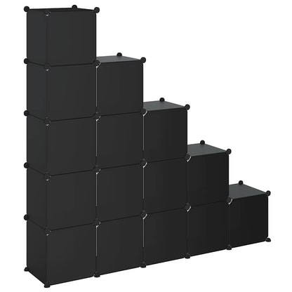vidaXL Storage Cube Organiser with 15 Cubes Black PP