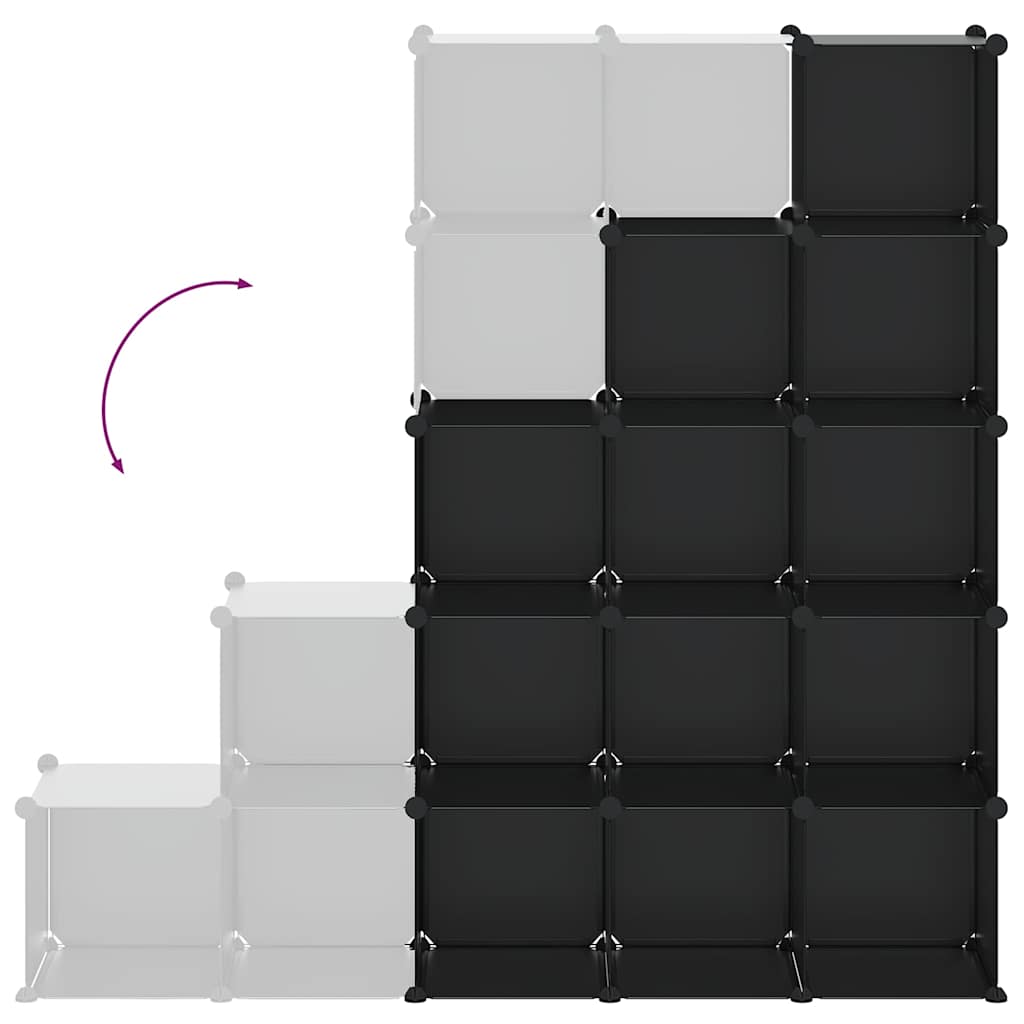 vidaXL Storage Cube Organiser with 15 Cubes Black PP