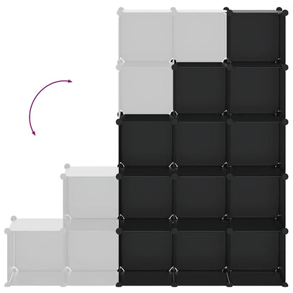 vidaXL Storage Cube Organiser with 15 Cubes Black PP