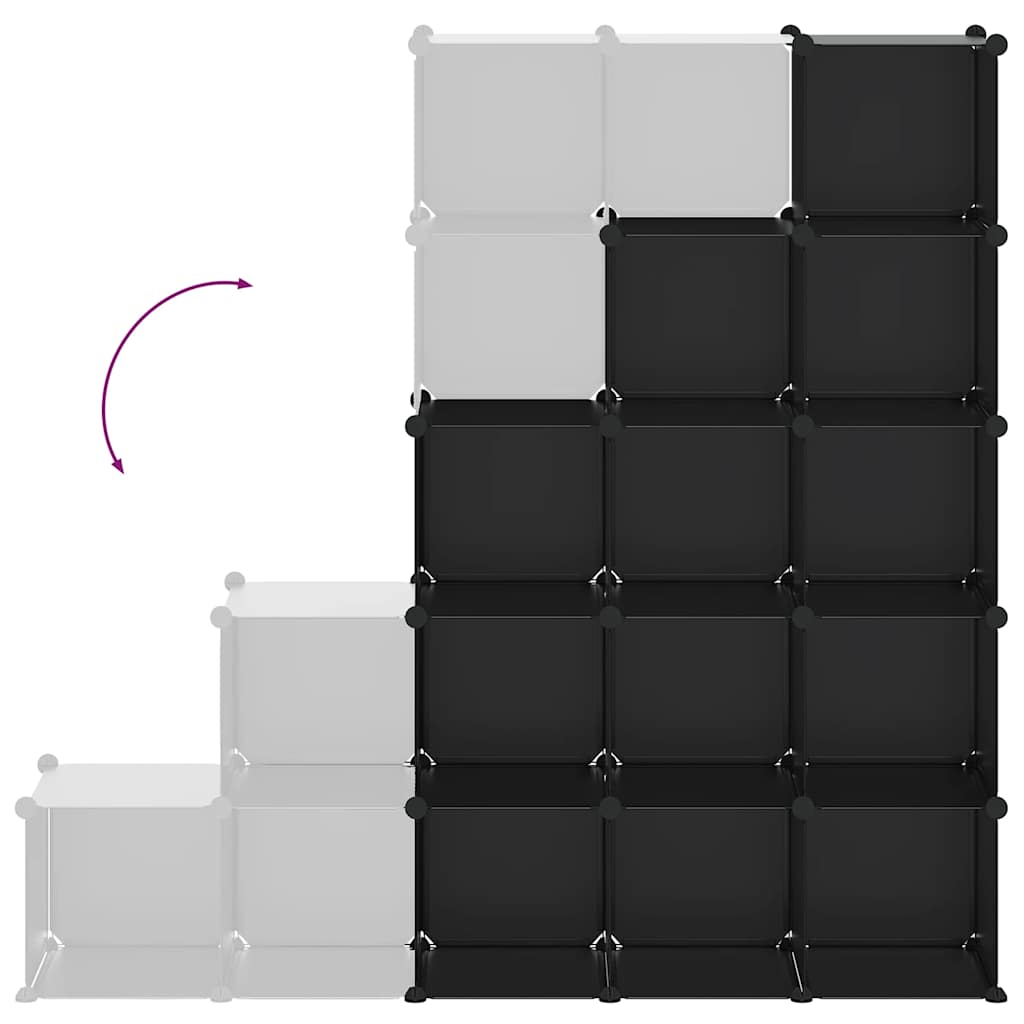 vidaXL Storage Cube Organiser with 15 Cubes Black PP