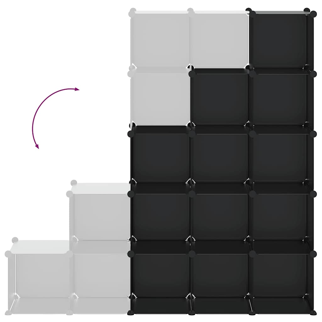 vidaXL Storage Cube Organiser | Black | PP Plastic | 155 x 32 x 153.5 cm