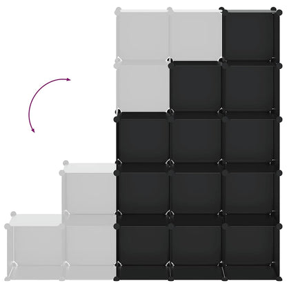 vidaXL Storage Cube Organiser | Black | PP Plastic | 155 x 32 x 153.5 cm