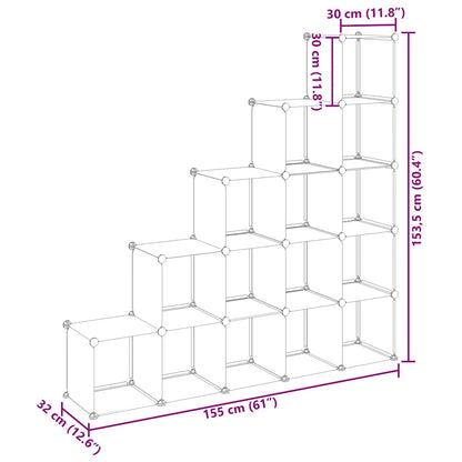 vidaXL Storage Cube Organiser | Black | PP Plastic | 155 x 32 x 153.5 cm
