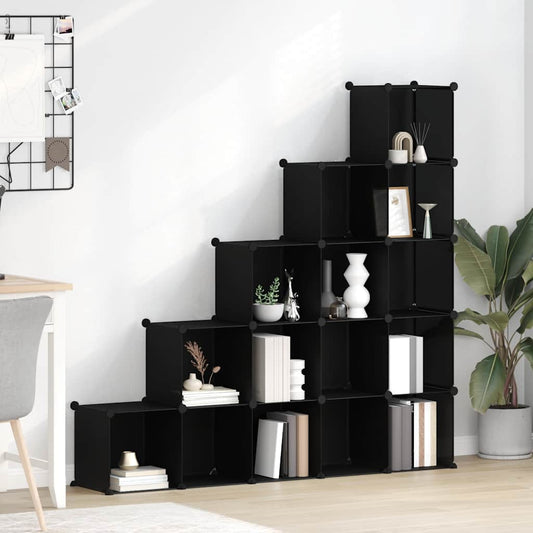 vidaXL Storage Cube Organiser | Black | PP Plastic | 155 x 32 x 153.5 cm