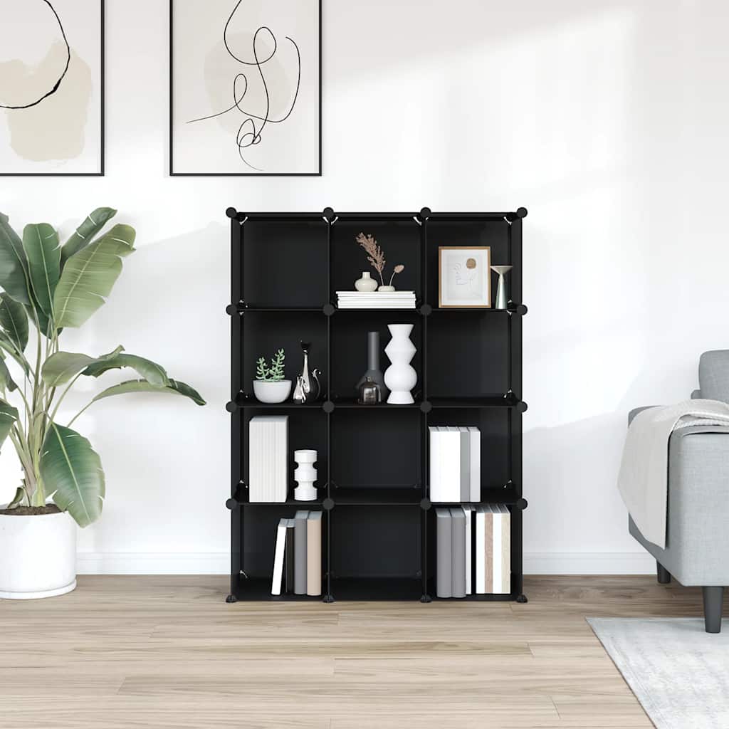 vidaXL Storage Cube Organiser | Black | Polypropylene, Steel