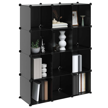 vidaXL Storage Cube Organiser with 12 Cubes Black PP